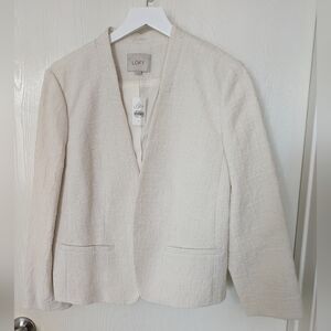 NWT Loft Cream Textured Blazer Size L